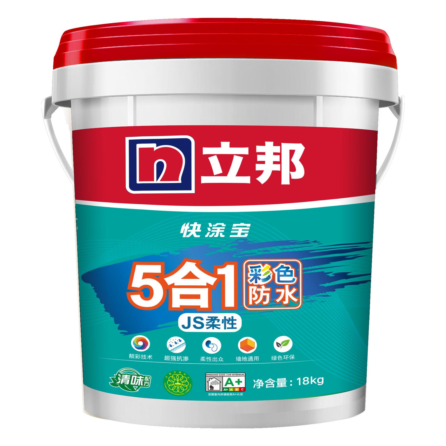 立邦快涂宝5合1JS柔性超强抗渗彩色防水18KG 粘结力强的水性涂料解析